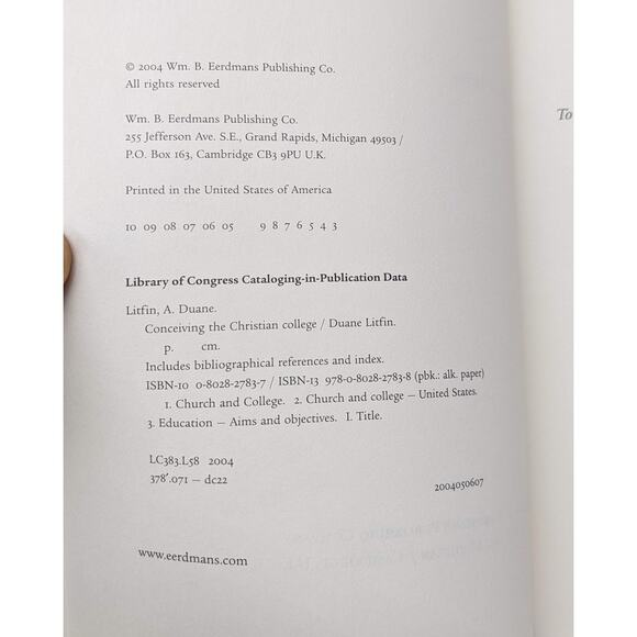 Book - Conceiving the Christian College - Duane Litfin - Gently Read Paperback - Picture 4 of 6